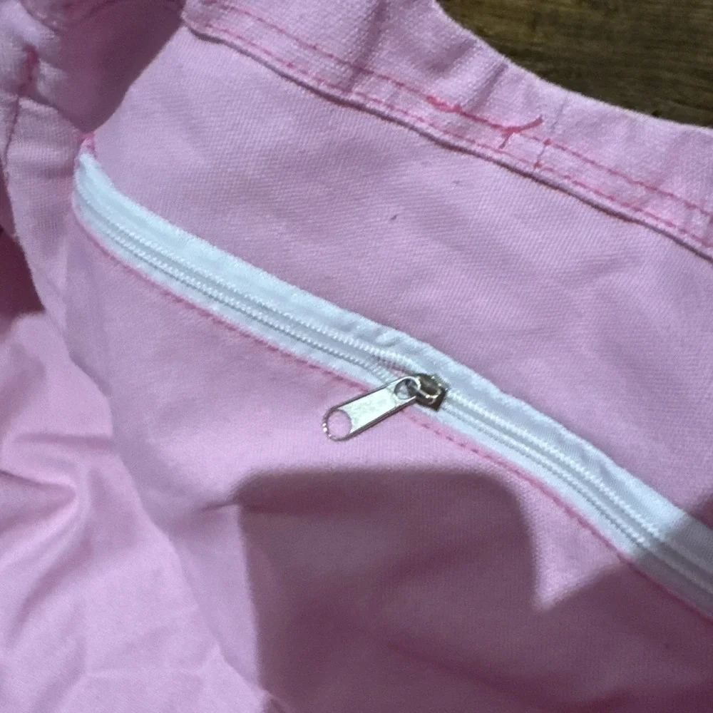 New Wave Supply Pink Jumbo Tote Bag Elephant Wide Straps Cotton Canvas Pockets